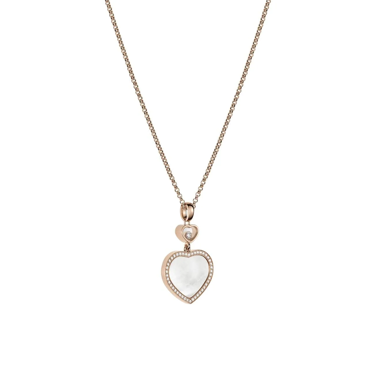 Happy Hearts Ethical Rose Gold Diamonds Mother of Pearl Pendant Necklace