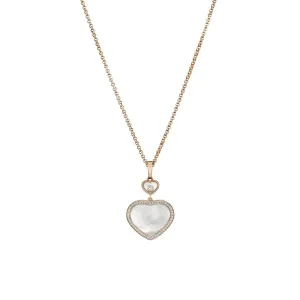 Happy Hearts Ethical Rose Gold Diamonds Mother of Pearl Pendant Necklace