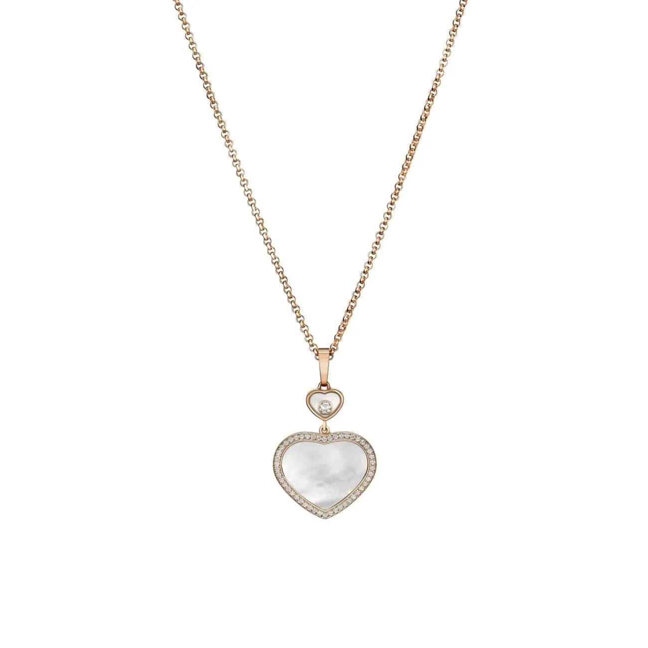 Happy Hearts Ethical Rose Gold Diamonds Mother of Pearl Pendant Necklace