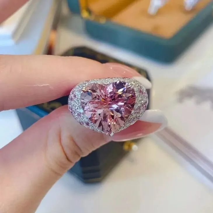 Heart Ring | Pink Diamond Ring | Heart Shaped Ring | Heart Shape Ring | Diamond Heart Ring | Heart Ring with Diamonds | Engagement Ring