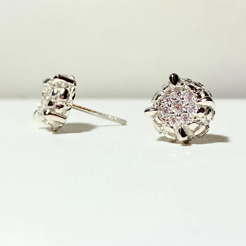Hip Hop Rhinestone Crystal Micro Pave Cz Stud Earrings Copper Gold Color Square Cubic Zircon Earrings For Women Men