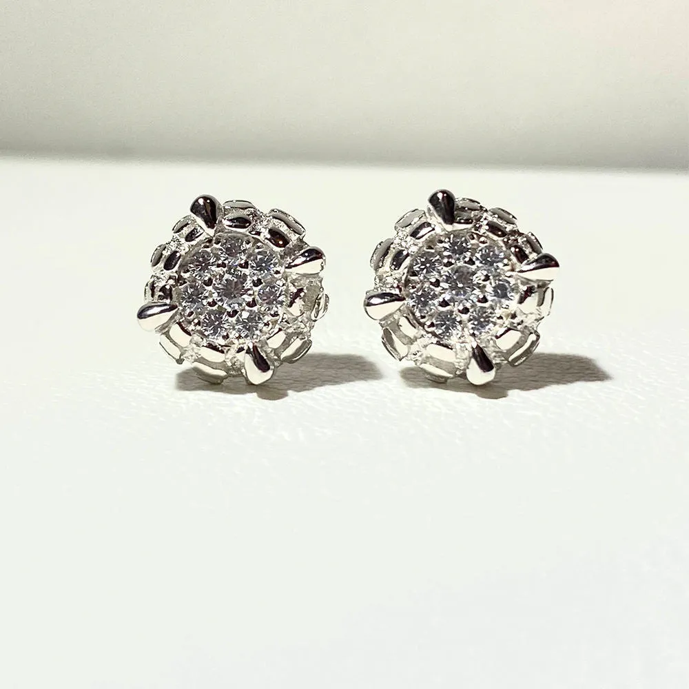 Hip Hop Rhinestone Crystal Micro Pave Cz Stud Earrings Copper Gold Color Square Cubic Zircon Earrings For Women Men