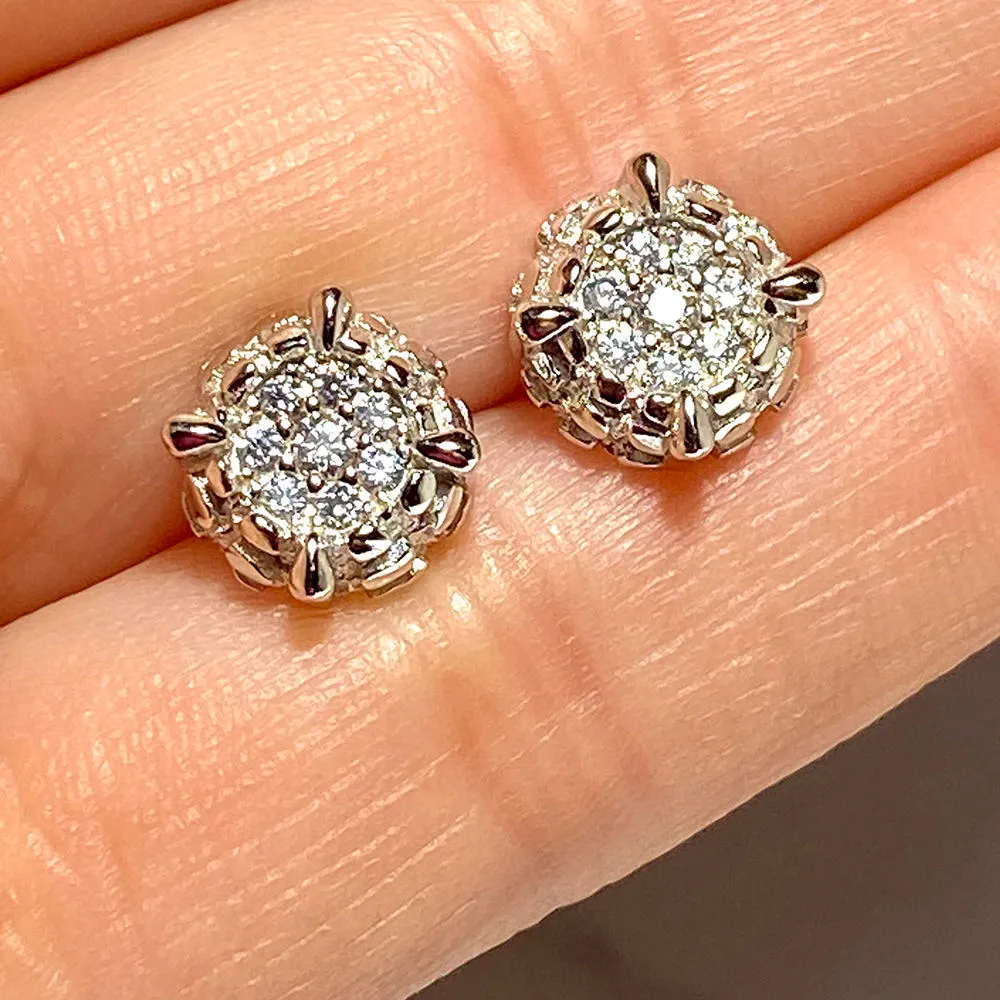Hip Hop Rhinestone Crystal Micro Pave Cz Stud Earrings Copper Gold Color Square Cubic Zircon Earrings For Women Men