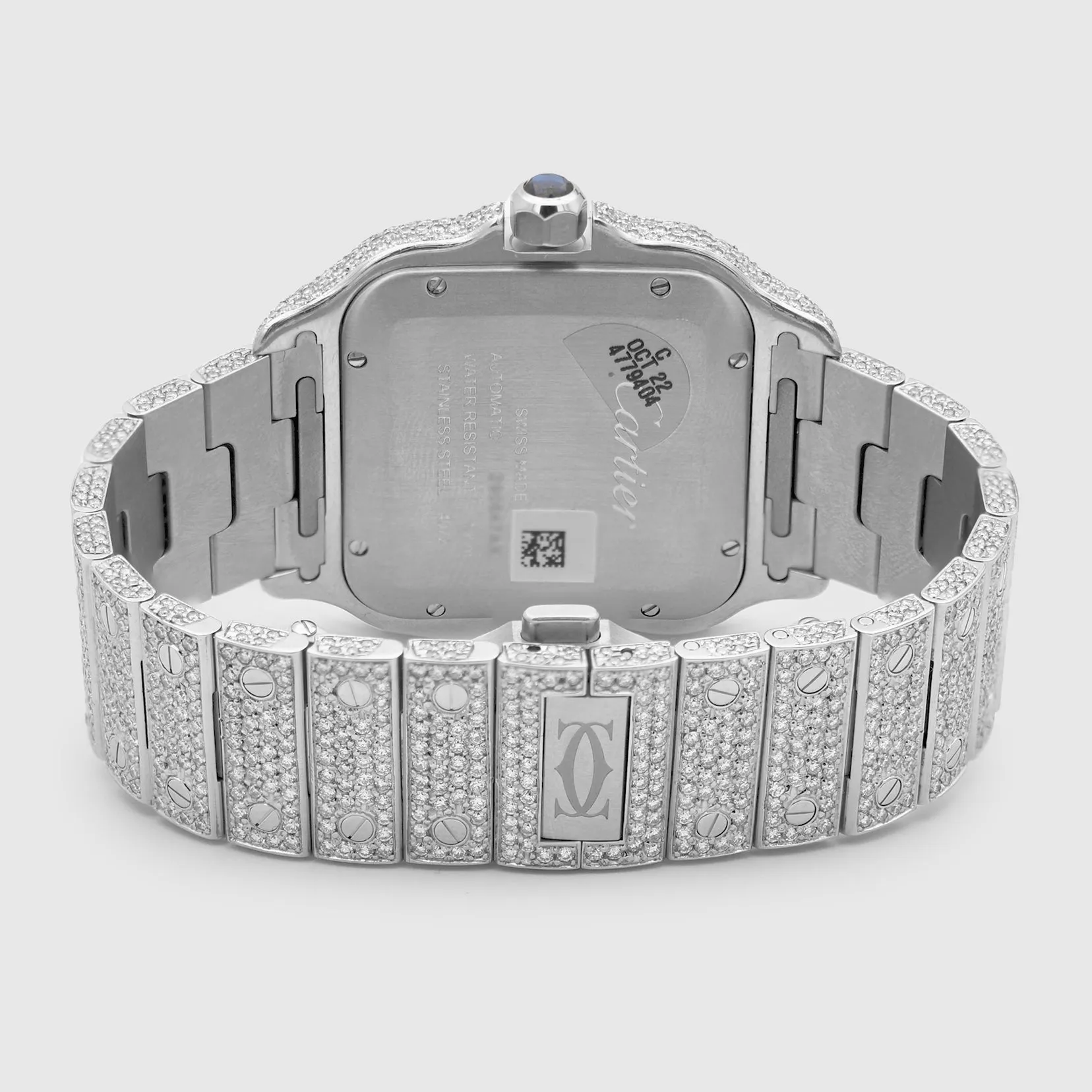 Iced Out Cartier Santos 40mm Diamond Purple Dial Watch 22.6ct