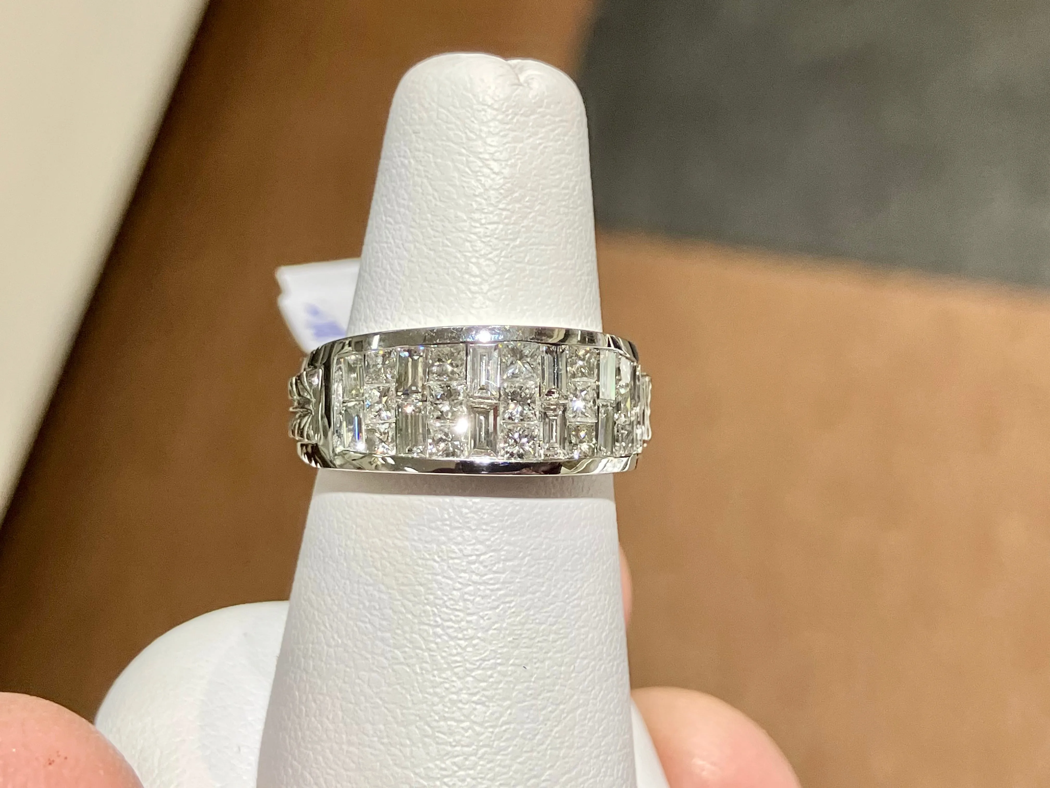Invisible Set Natural Diamond 18K White Gold Ring