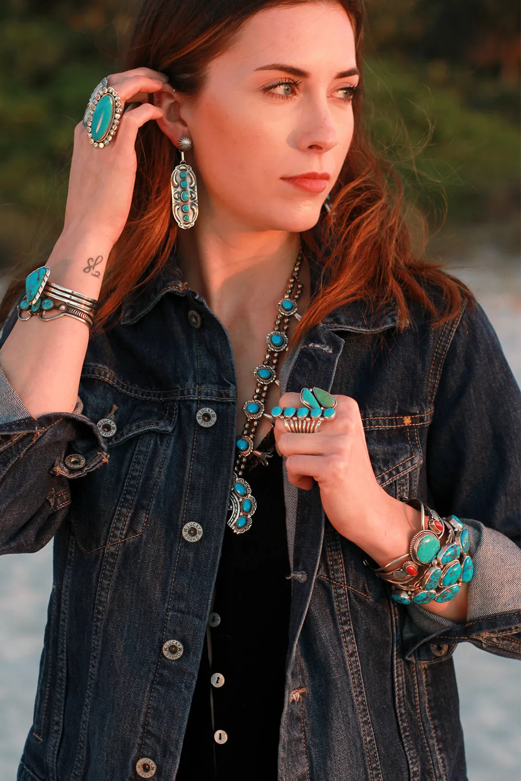 Jeff James Jr. Blue Turquoise Statement Earrings