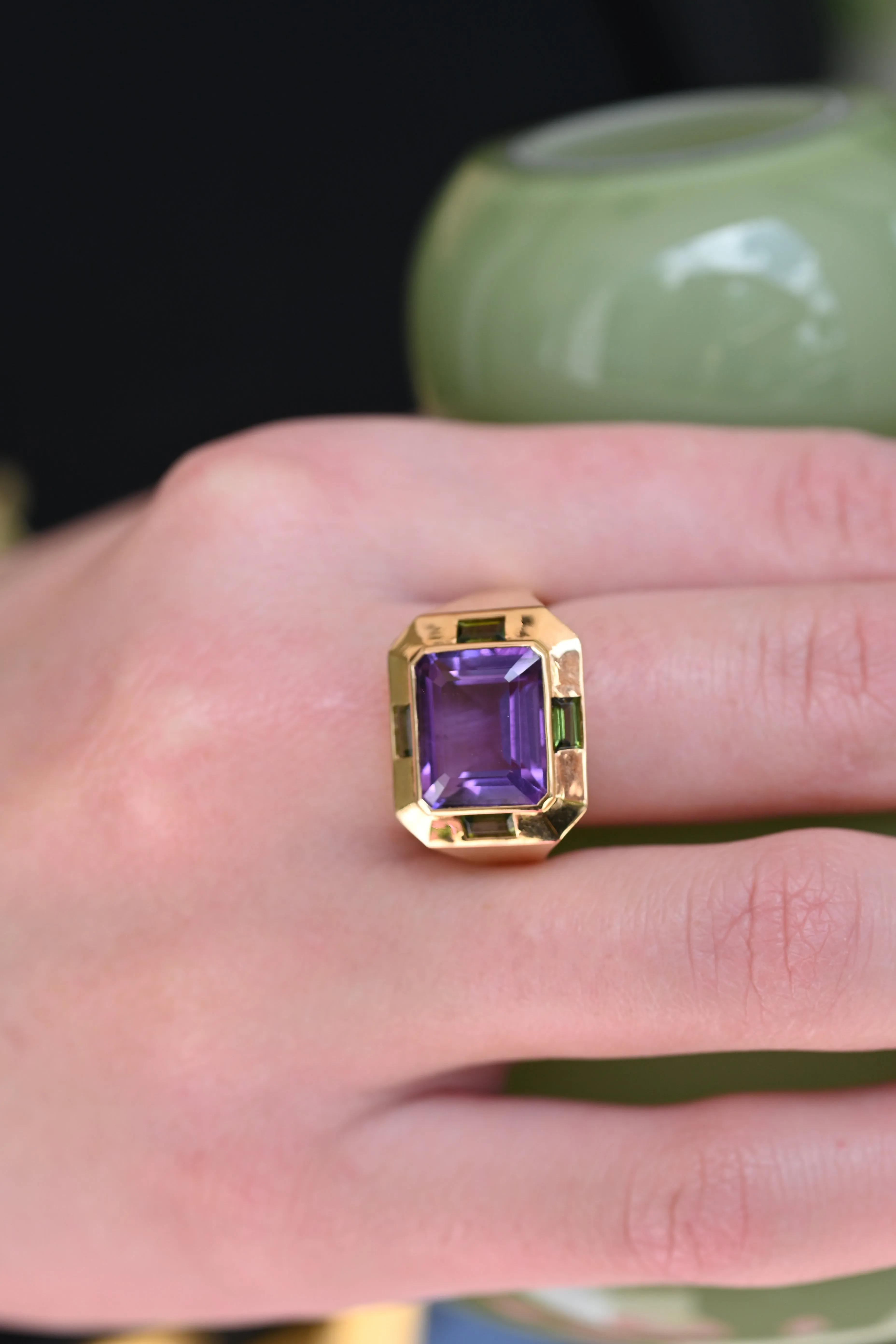Josiane Ring Amethyst and Green Tourmaline