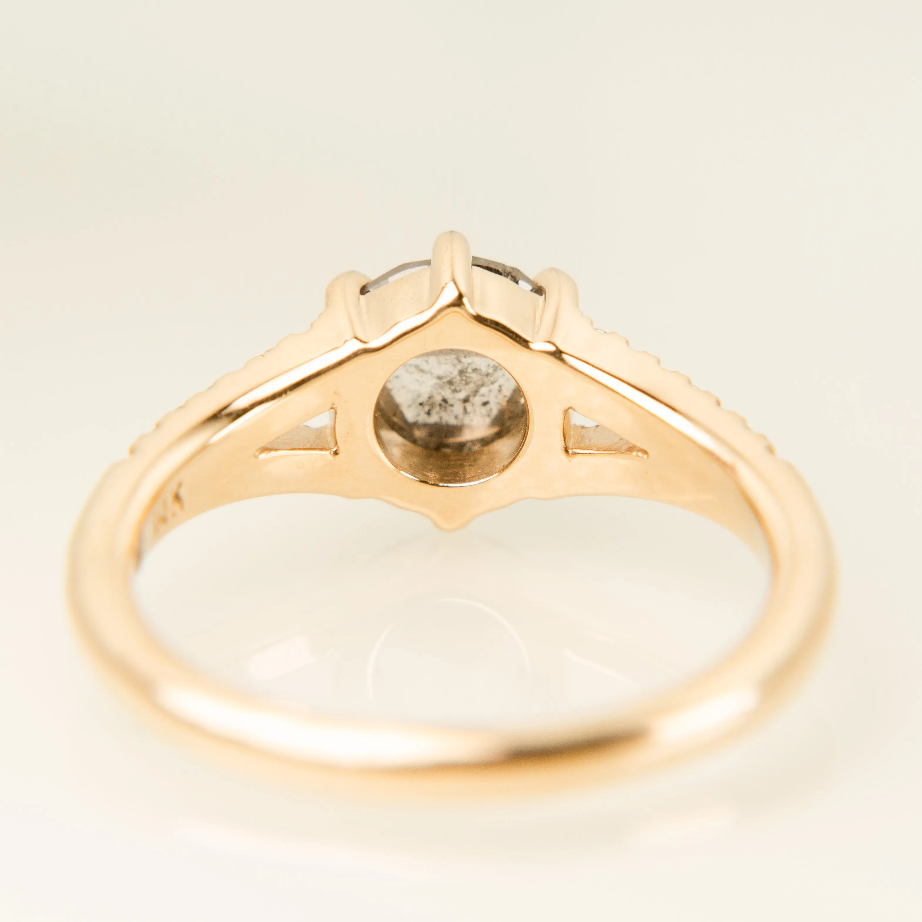 Juniper Pavé Ring - Rose Cut Salt   Pepper Diamond in 14k Yellow Gold