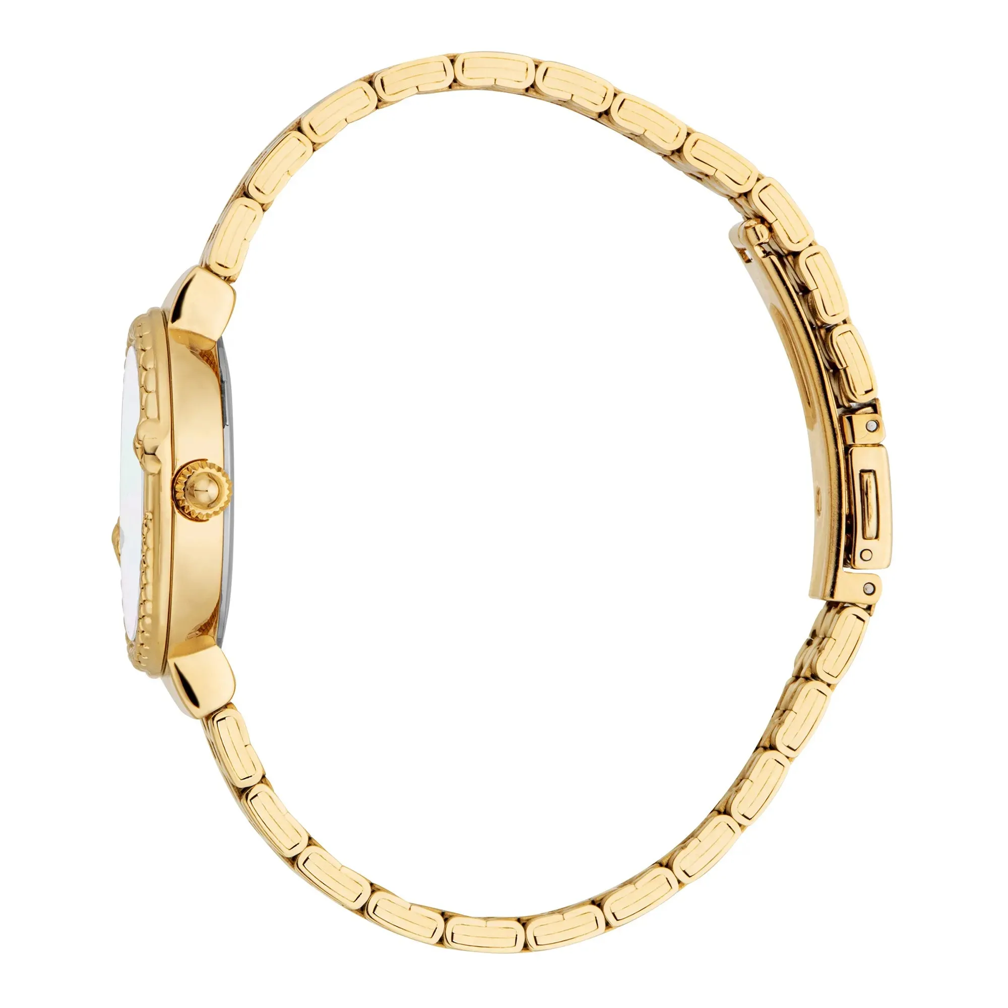 Just Cavalli Brave Snake Ladies White MOP Dial Yellow Gold Watch and Bracelet Set