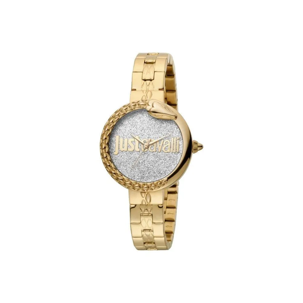 Just CavalliÂ  Ladies Watch Ip Gold CaseÂ With Glitters Dial & Gold Color Bracelet