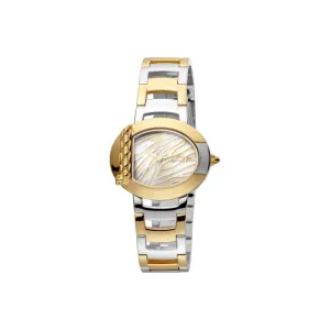 Just Cavalli Ladies Watch Silver/Gold Color Case & Bracelet