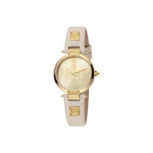 Just Cavalli Ladies Watch With Ip Gold Case & Leather Strap