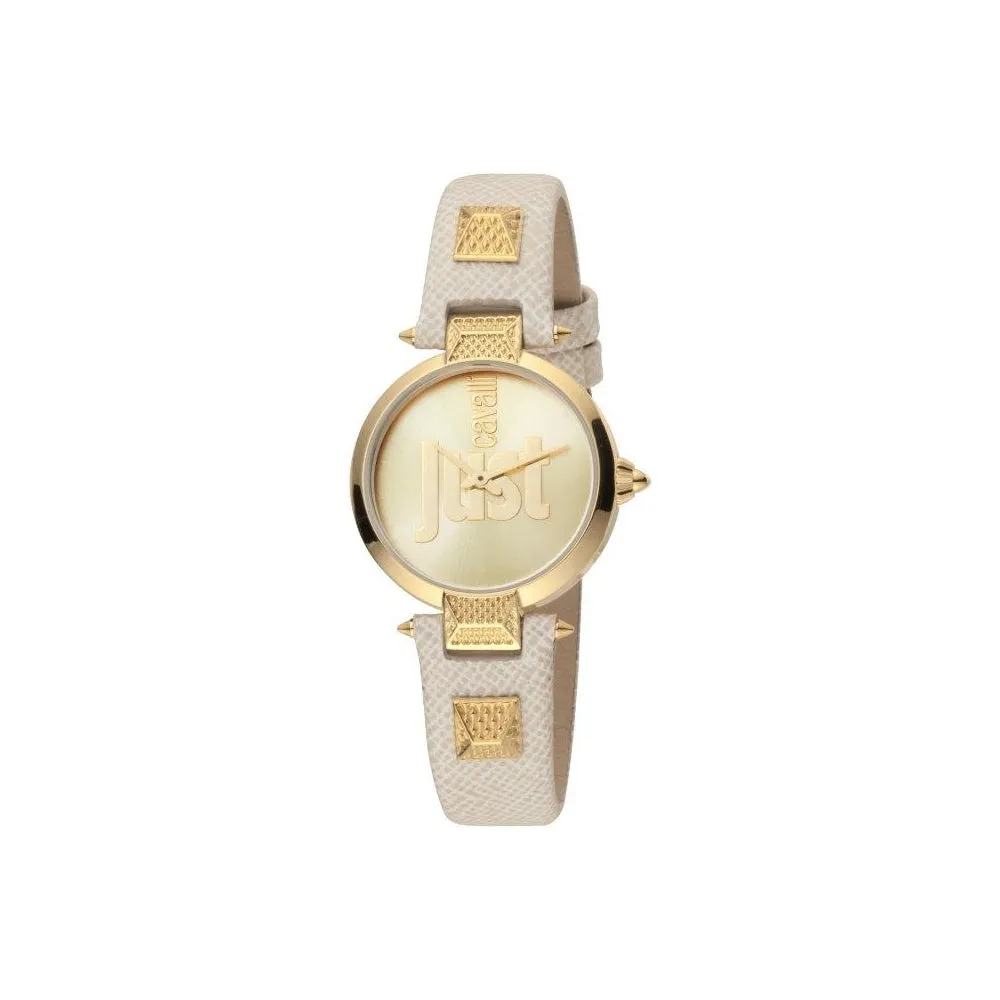 Just Cavalli Ladies Watch With Ip Gold Case & Leather Strap