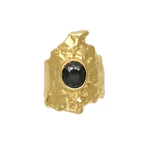 Kalee's fluid band with bezel set rose cut black diamond