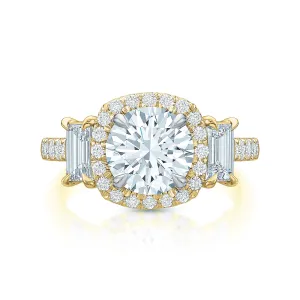 Kate Three-Stone Round Halo