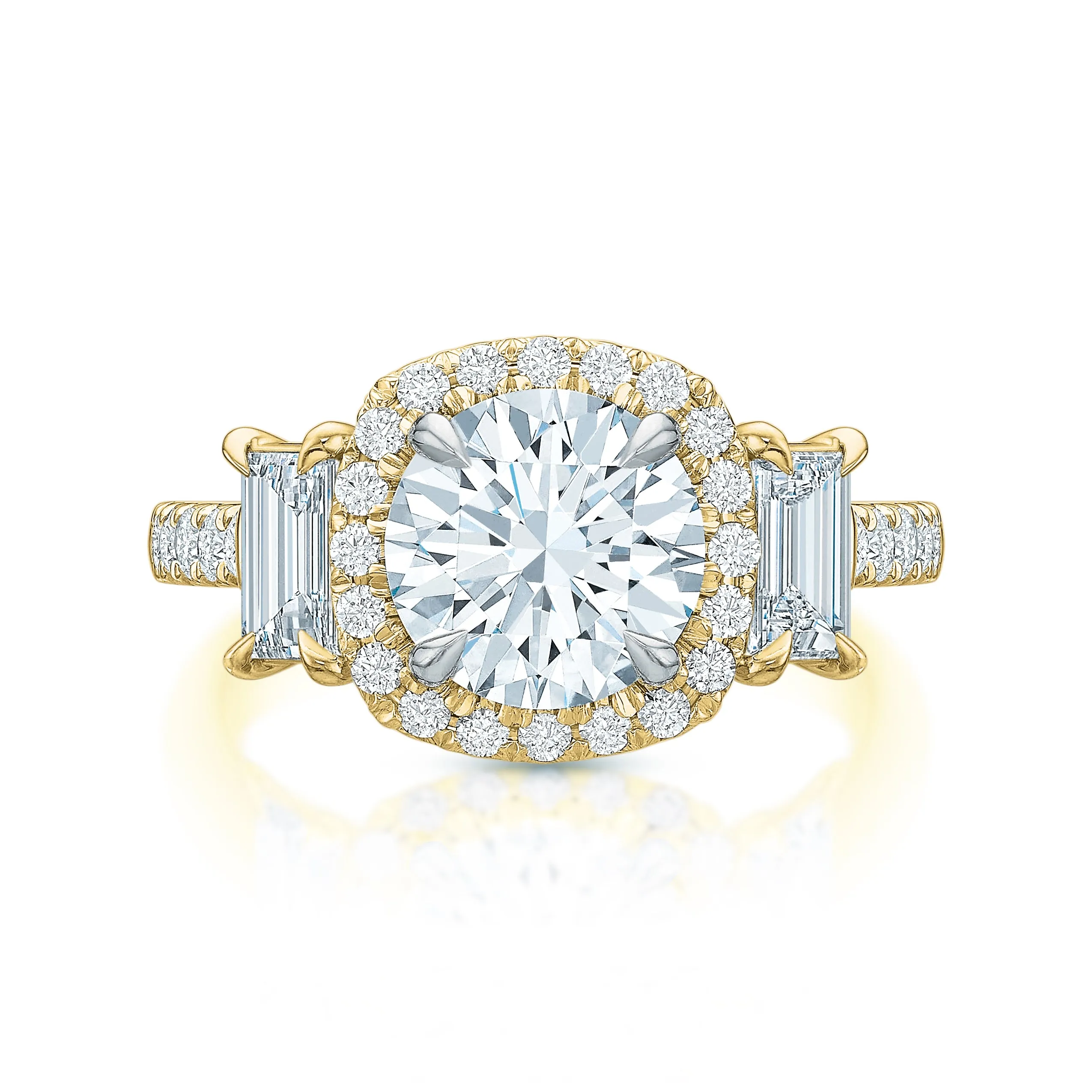 Kate Three-Stone Round Halo