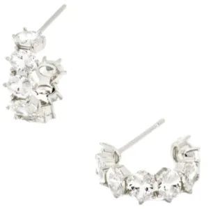 Kendra Scott Cailin Silver & Crystal "Huggie" Earrings