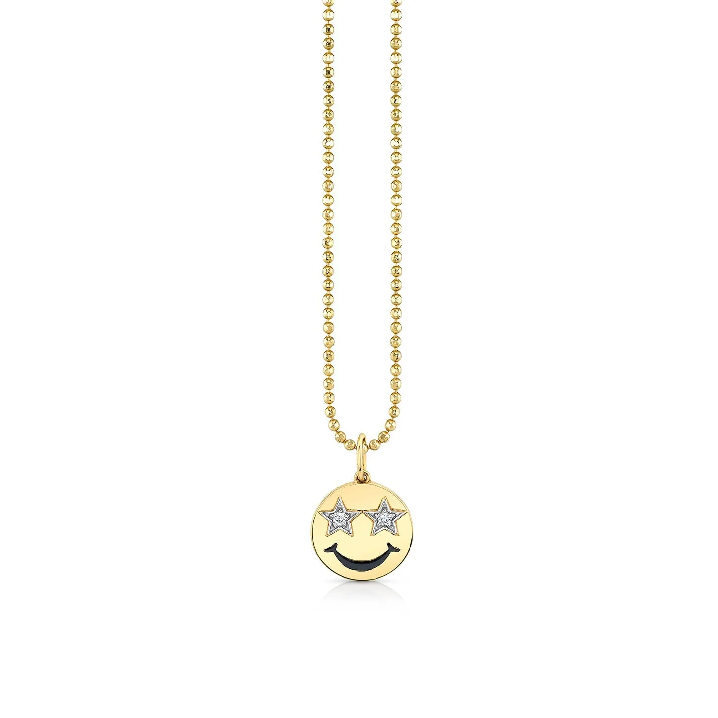 Kids Collection Gold & Diamond Star Eyes Happy Face Necklace