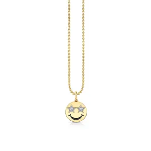 Kids Collection Gold & Diamond Star Eyes Happy Face Necklace