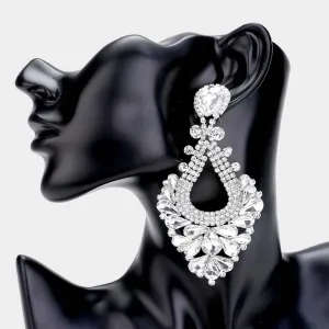 Large Clear Crystal Statement Pageant Earrings  | 476302