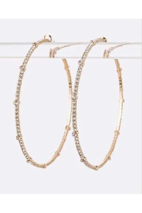 Large Crystal Rhinestone Hoop Earrings