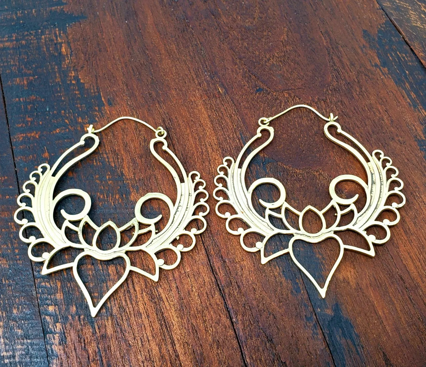 Large Lotus Statement Earrings