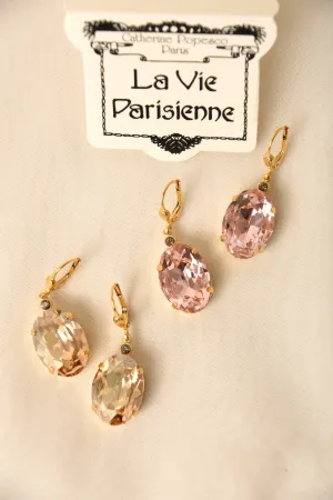 LARGE OVAL CRYSTAL EARRING