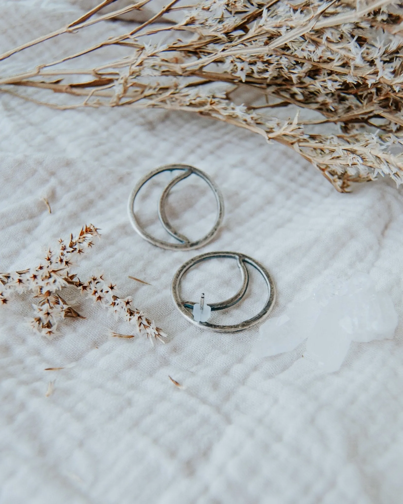 Large Quarter Moon Statement Stud Earrings