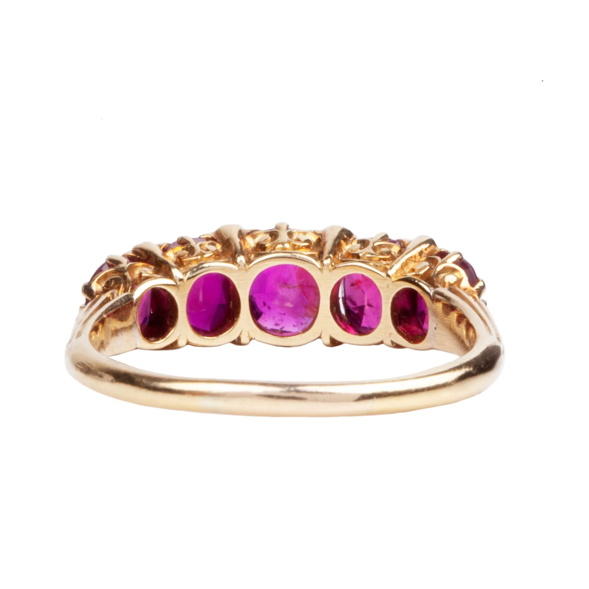 Late Victorian Era Five Stone Ruby and DIamond Ring