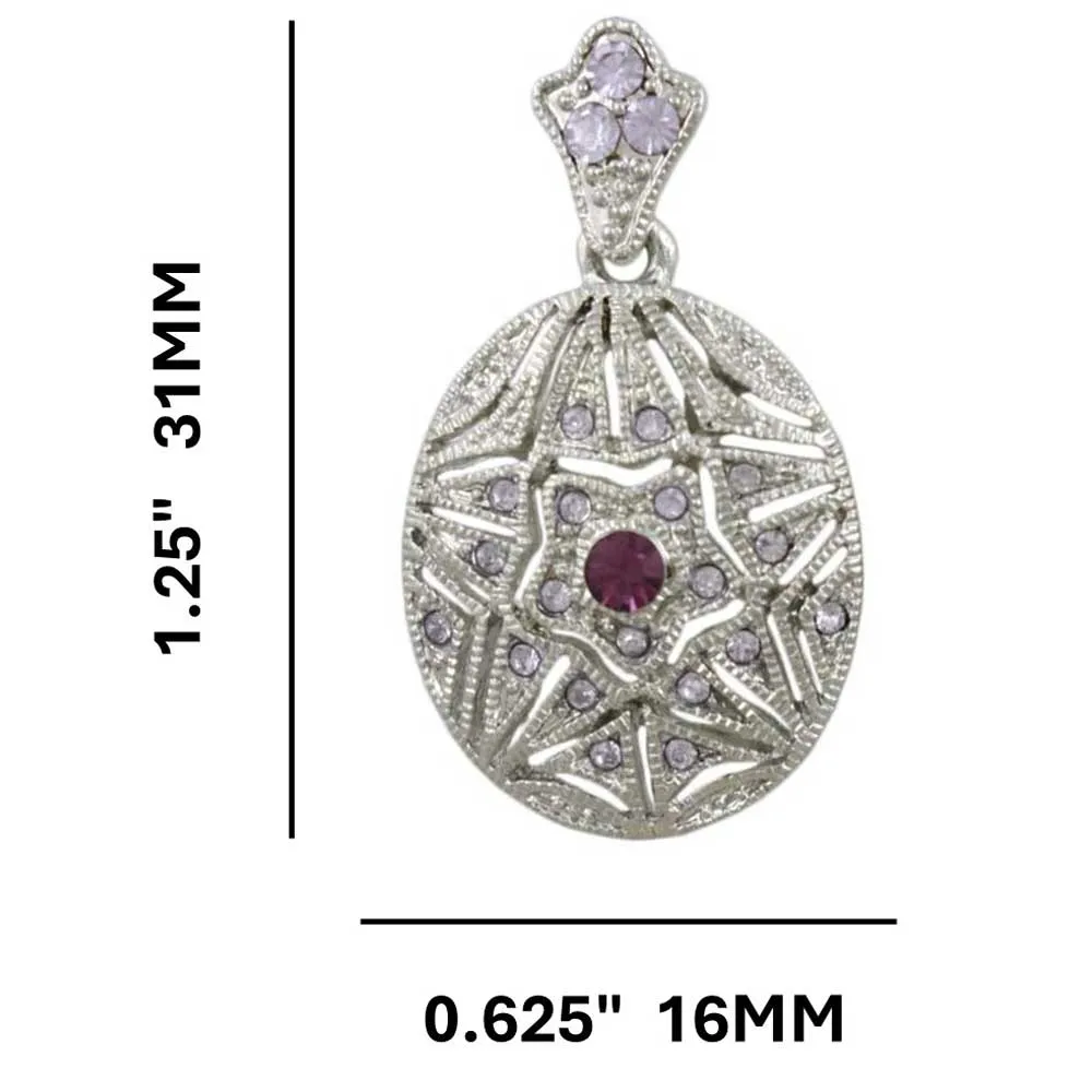 Light and Dark Purple Crystal Textured Oval Earring - REC829
