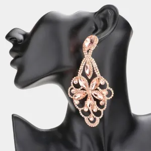 Lightweight Peach Crystal Marquise Teardrop Pageant Earrings  | Prom Earrings |  577811