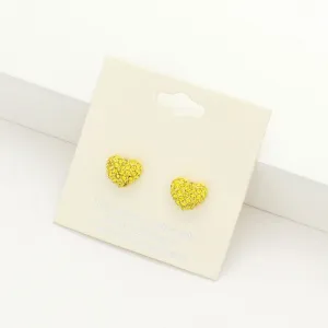Little Girls Yellow Crystal Heart Stud Earrings | Small Pageant Earrings | 152207