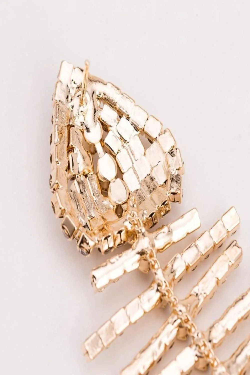 Long Bone Rhinestone Statement Drop Earrings