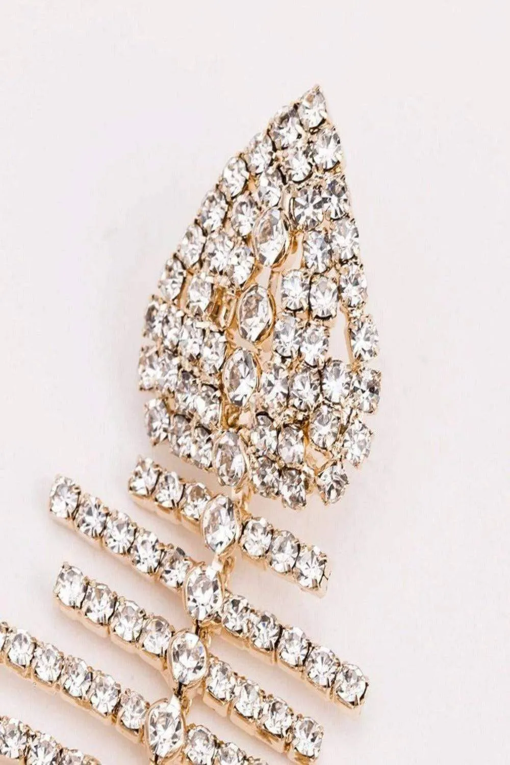 Long Bone Rhinestone Statement Drop Earrings