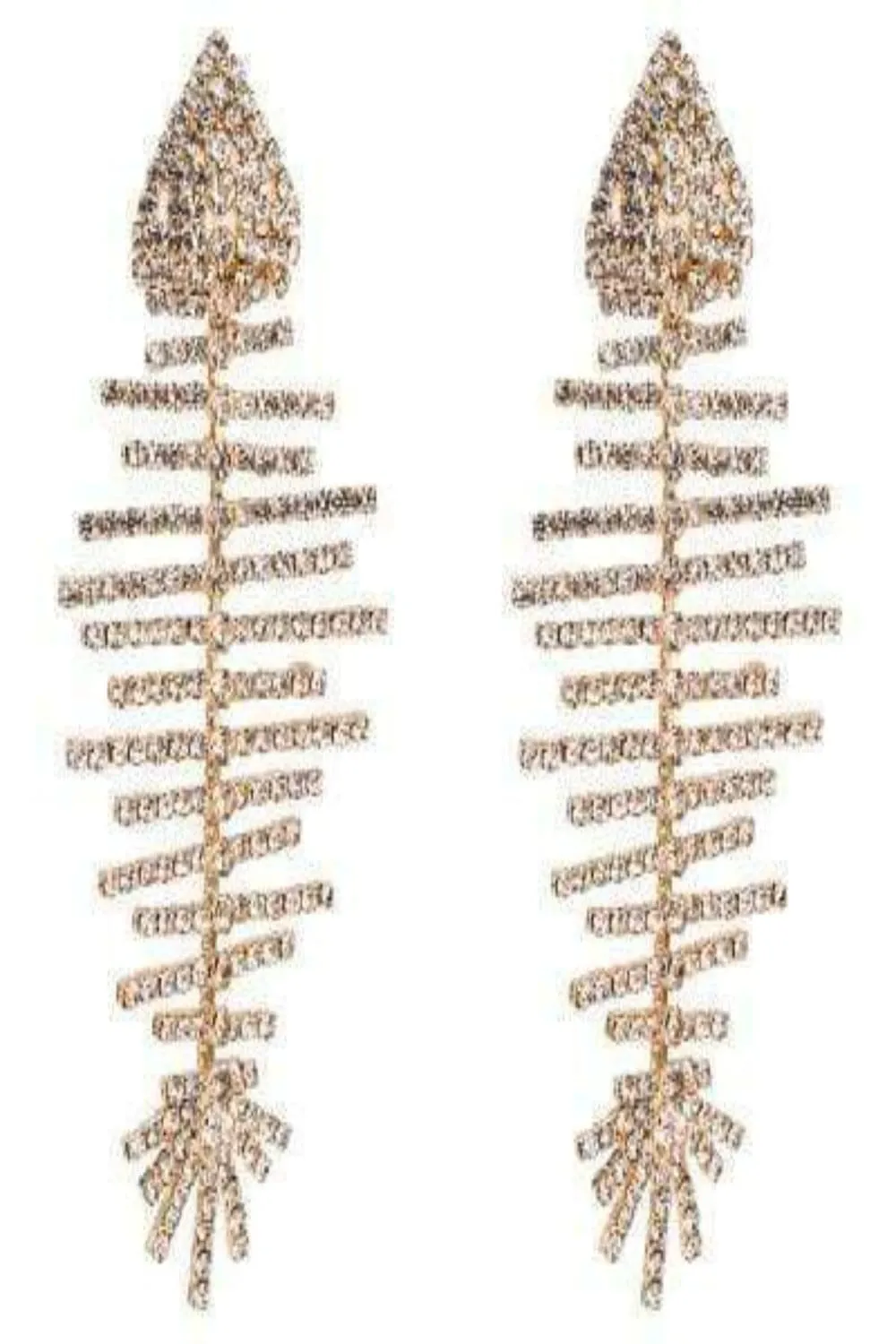 Long Bone Rhinestone Statement Drop Earrings