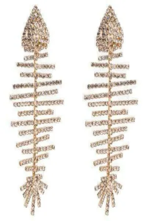 Long Bone Rhinestone Statement Drop Earrings