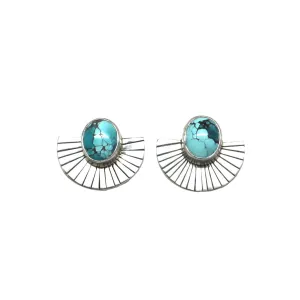 Ma'anshan Turquoise Statement Fan Studs #1