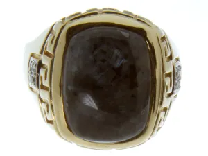 Man's 14kt Agate & Diamond Ring