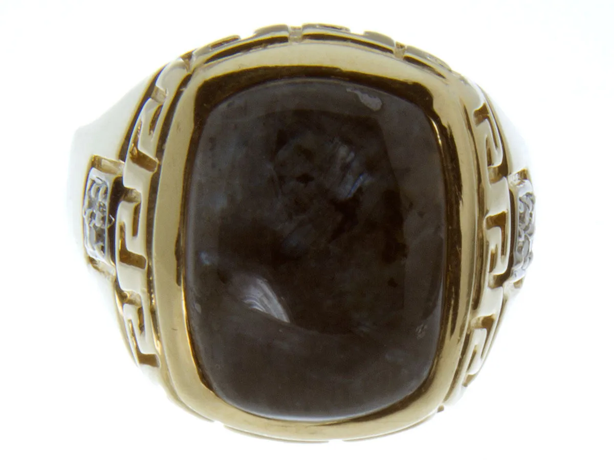 Man's 14kt Agate & Diamond Ring