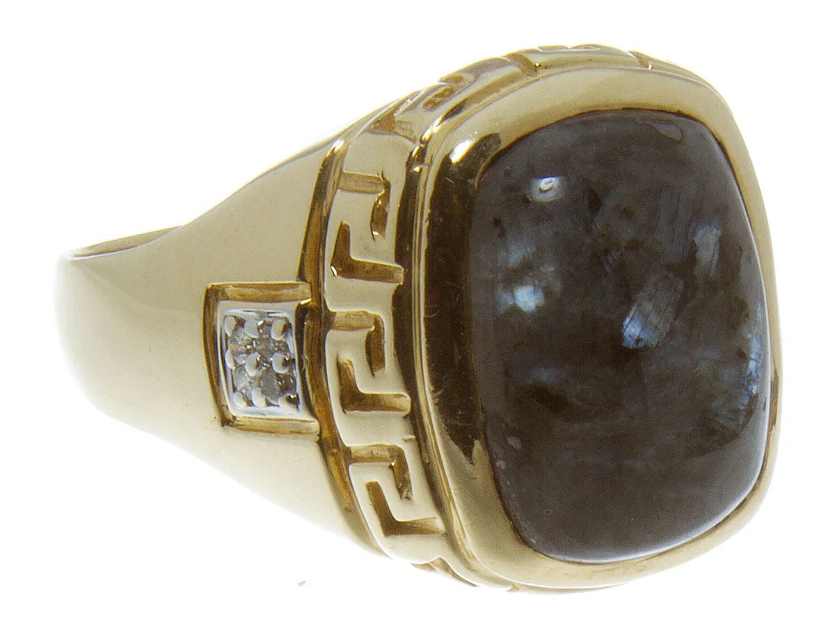 Man's 14kt Agate & Diamond Ring