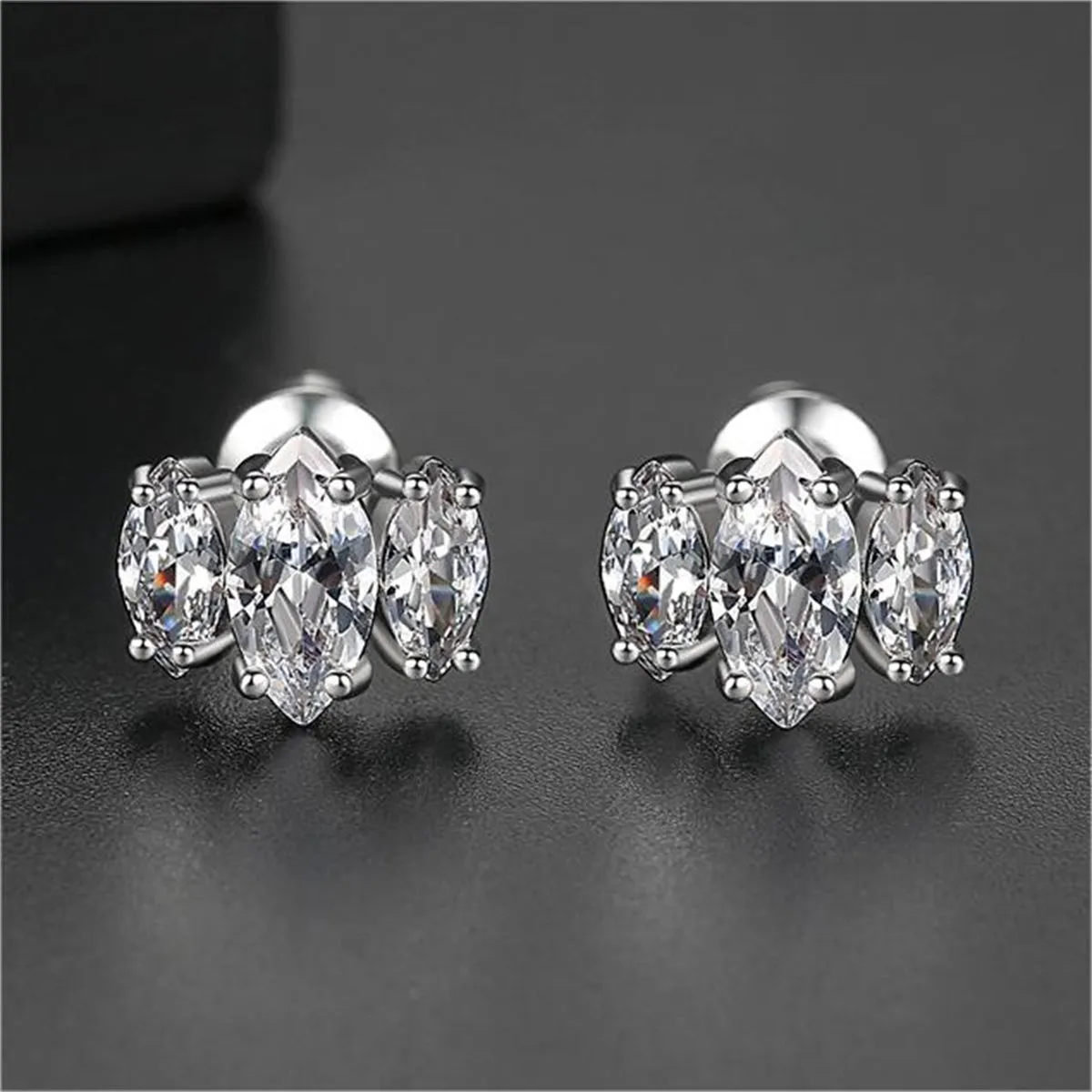 Marquise Crystal & Silver-Plated Stud Earrings