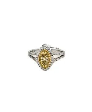 Marquise Yellow Diamond Center Double Halo Ring