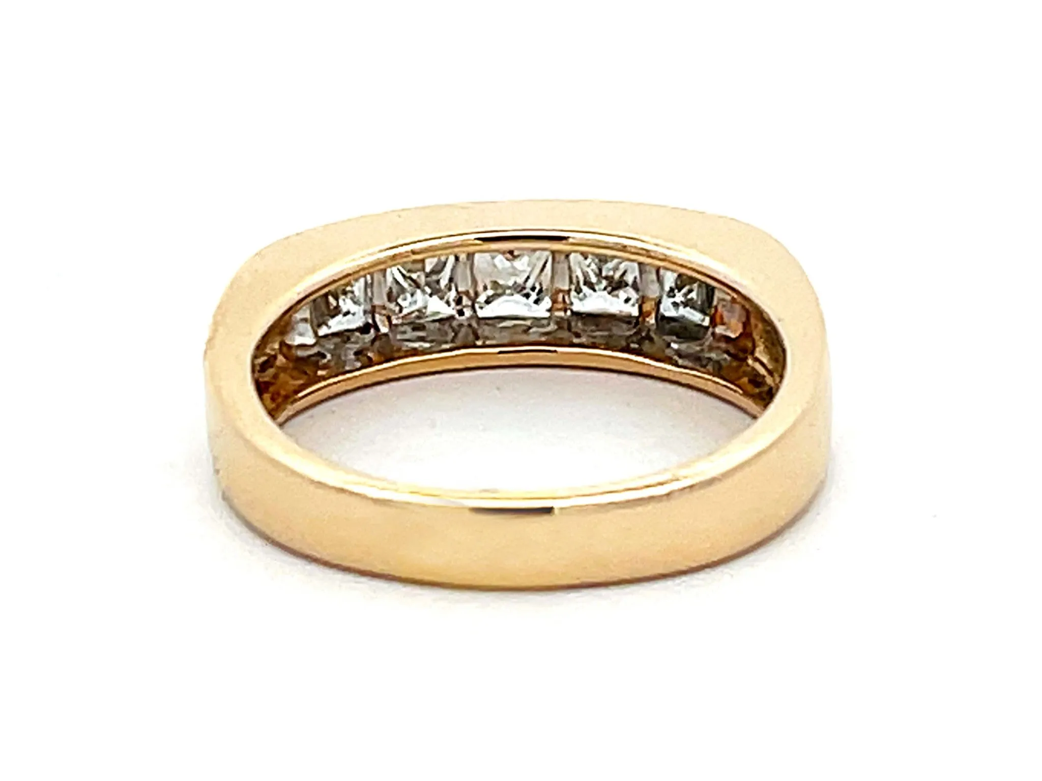 Mens 2 Carat 5 Princess Cut Diamond Band Ring in 14k Yellow Gold