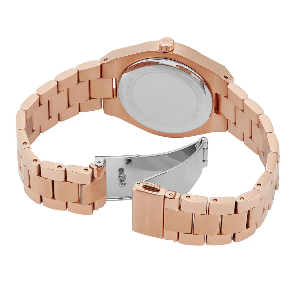 Michael Kors Lennox Ladies Pink Dial Rose Gold Watch