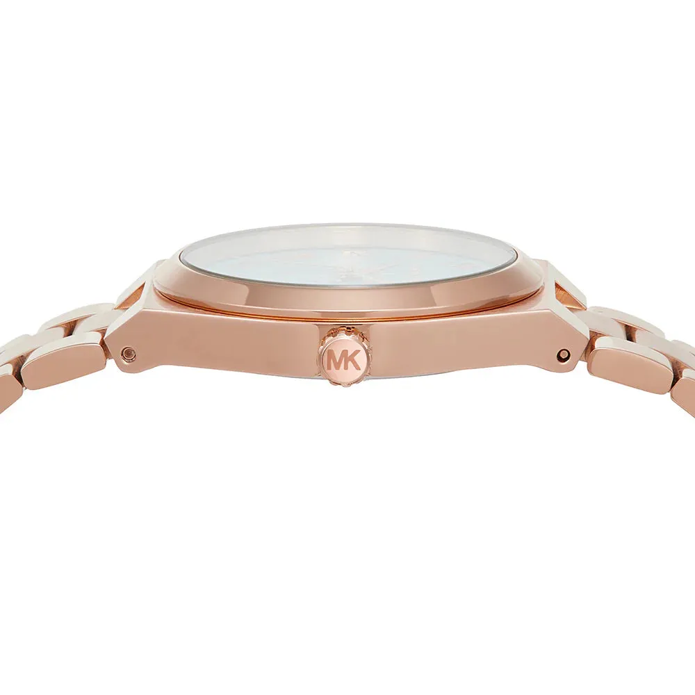 Michael Kors Lennox Ladies Pink Dial Rose Gold Watch