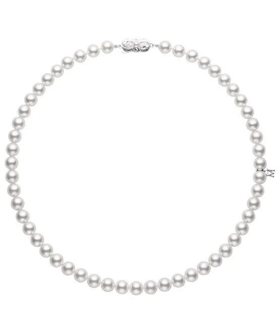 Mikimoto 18K White Gold 6.5mm A Akoya Pearl Strand Necklace