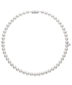 Mikimoto 18K White Gold 6.5mm A Akoya Pearl Strand Necklace
