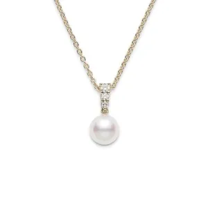 Mikimoto 18K Yellow Gold 8mm Akoya Pearls Diamond Necklace