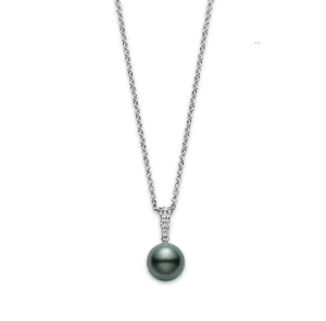 Mikimoto Morning Dew 10mm Black South Sea Pearl and Diamond Pendant