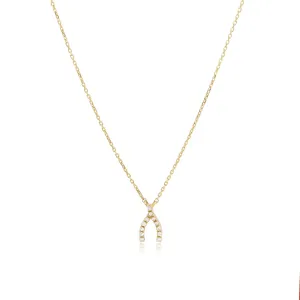 Mini Diamond Wishbone Necklace